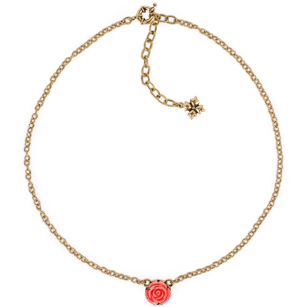 Patricia Nash Carved Rose Pendant Necklace Filagree and Flowers Collection - Picture 7 of 7